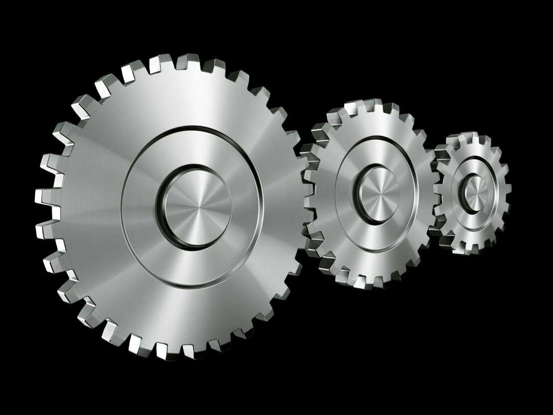 a 3D rendering of aluminum gears